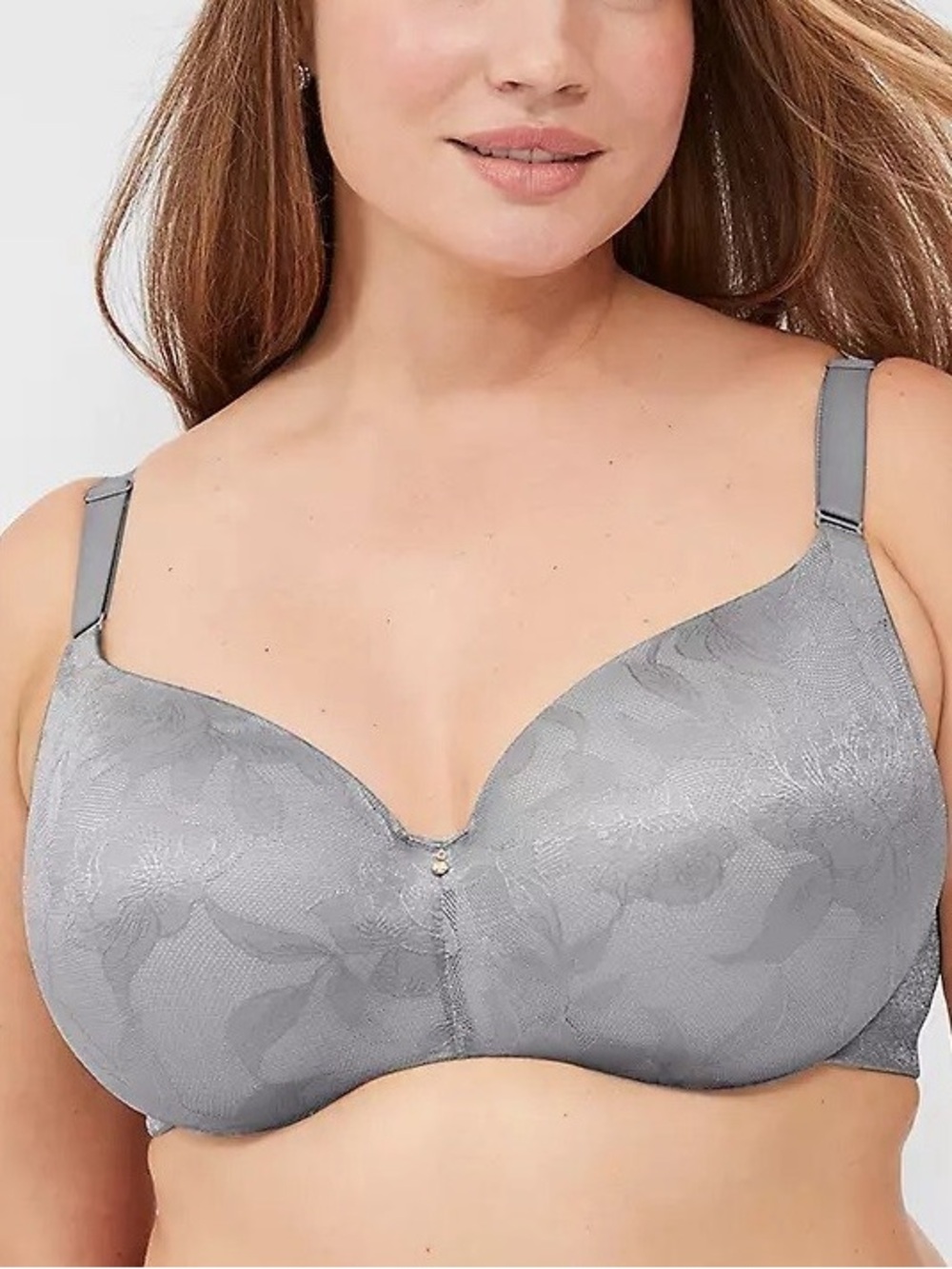 EUC! Cacique Invisible Lace Backsmoother Lightly Lined Balconette Bra 42F Gray